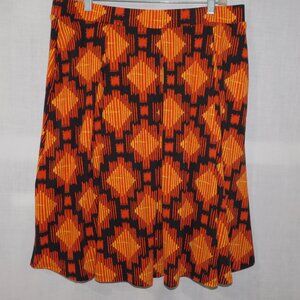 Lularoe Madison Womens 3XL Orange Black A Line Pleated Skirt w Pockets UNWORN